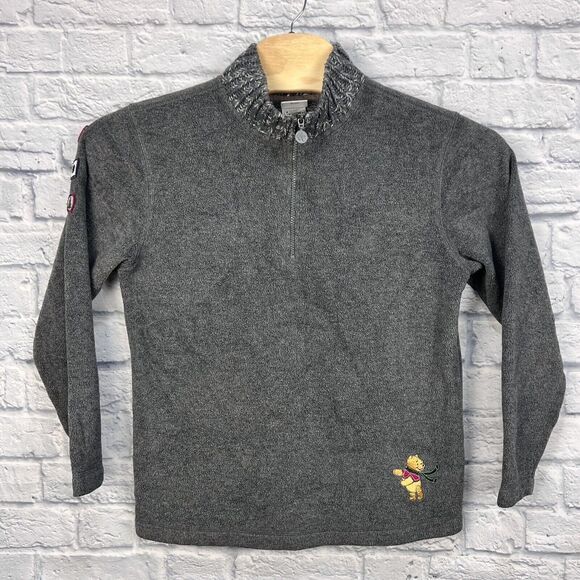 The Disney Store Sweater Womens Dark Gray 1/4 Zip Winnie The Pooh Fleece Medium - Picture 2 of 8